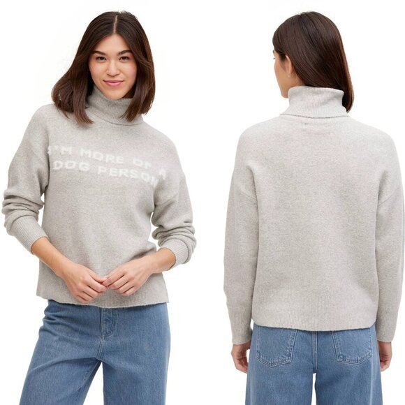 XXL - Womens More Of A Dog Person Mock Neck Sweater - Heathered Gray - Picture 1 of 5
